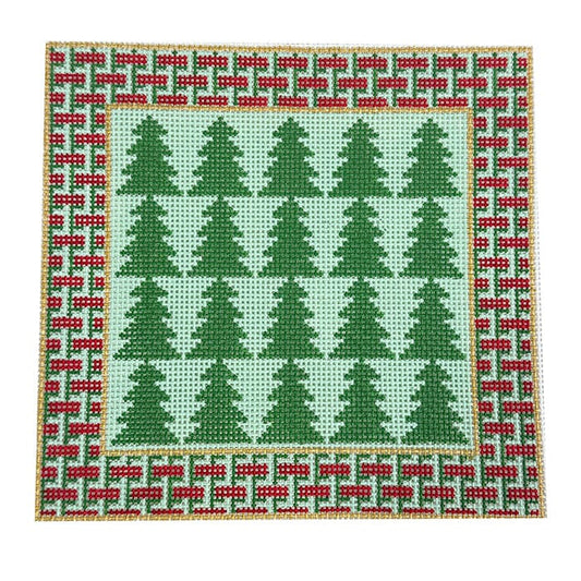 Interlocking Trees Woven Border Painted Canvas Goodpoint Needlepoint 