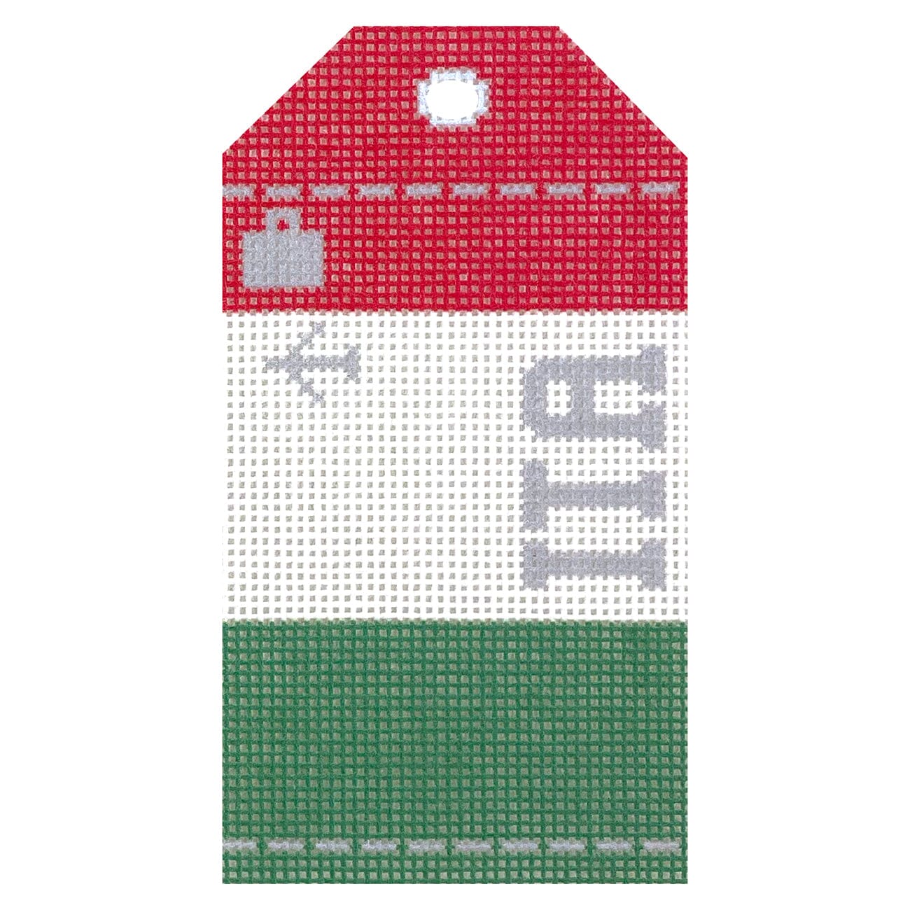 Italy Wee Flag Travel Tag Printed Canvas Hedgehog Needlepoint  - 1