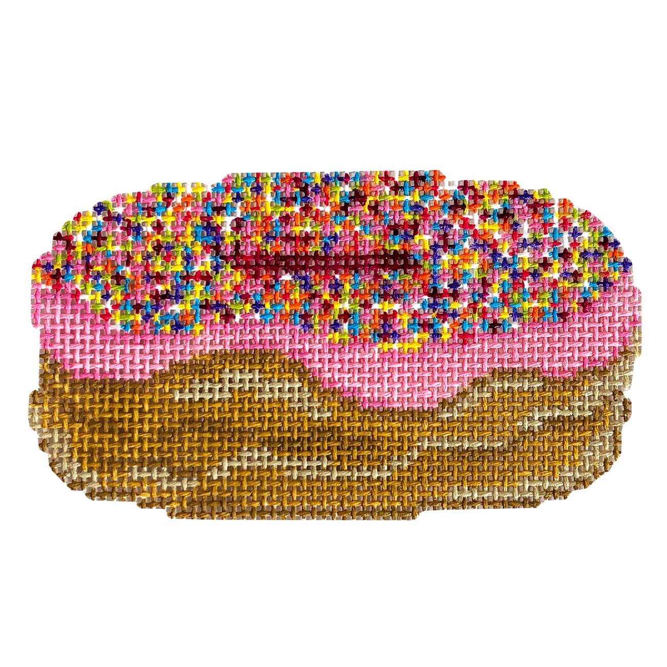 It's Sprinkles   Strawberry Donut Painted Canvas Wheelhaus Needlepoint  - 1