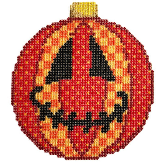 Jack O Patches Ball Ornament Printed Canvas Two Sisters Needlepoint 