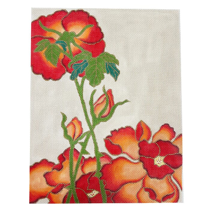 Japanese Rose Blooms Painted Canvas Chris Lewis Distributing  - 1