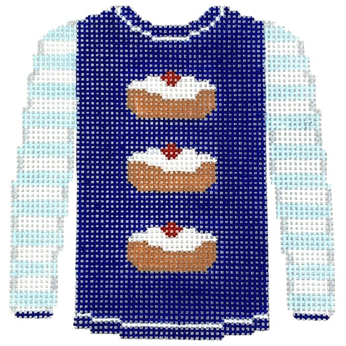 Jelly Donuts on Royal Blue Sweater Painted Canvas Kristine Kingston  - 1
