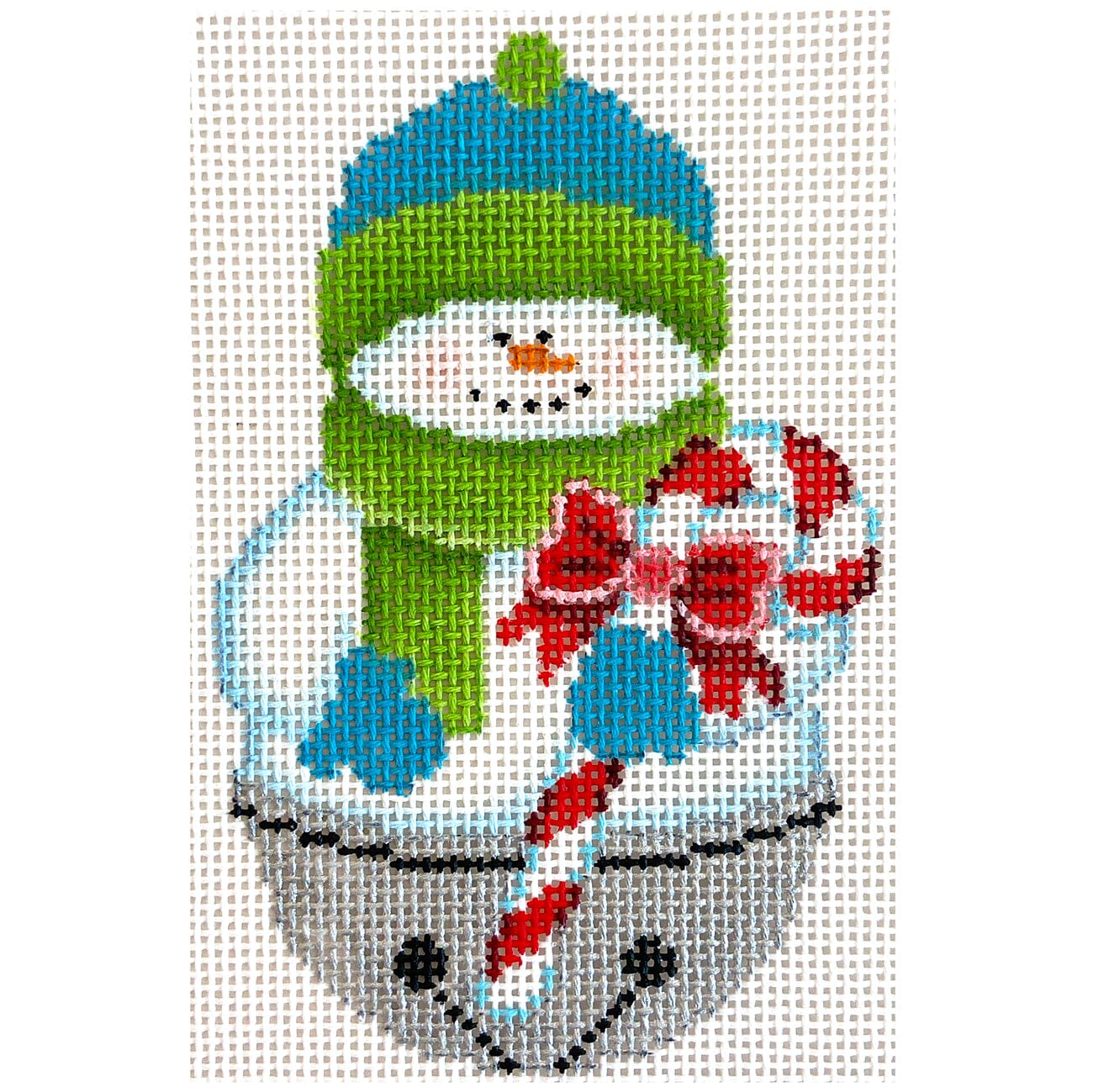 Jingle Bell Snowman, Candy Cane Painted Canvas Pepperberry Designs 
