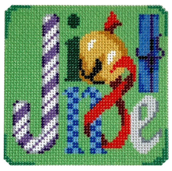 "Jingle" Square Printed Canvas Two Sisters Needlepoint 