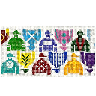 Jockey Silk Collage 3x6 Insert Painted Canvas elm 
