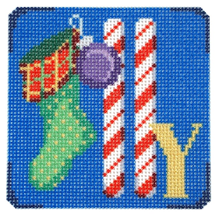 "Jolly" Square Printed Canvas Two Sisters Needlepoint 
