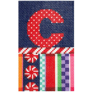 Jolly Stripe Alphabet Letter Printed Canvas Two Sisters Needlepoint C 
