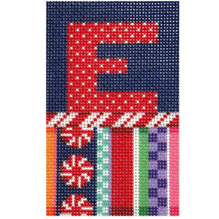 Jolly Stripe Alphabet Letter Printed Canvas Two Sisters Needlepoint E 
