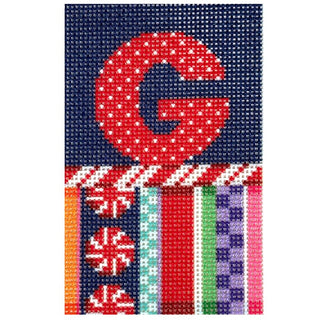 Jolly Stripe Alphabet Letter Printed Canvas Two Sisters Needlepoint G 

