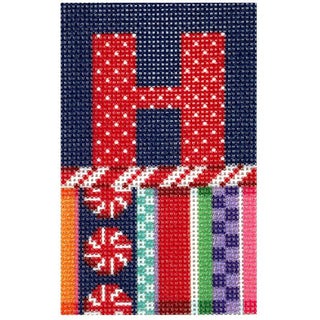 Jolly Stripe Alphabet Letter Printed Canvas Two Sisters Needlepoint H 
