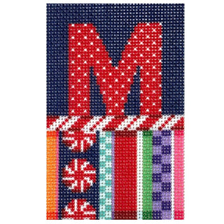 Jolly Stripe Alphabet Letter Printed Canvas Two Sisters Needlepoint M 
