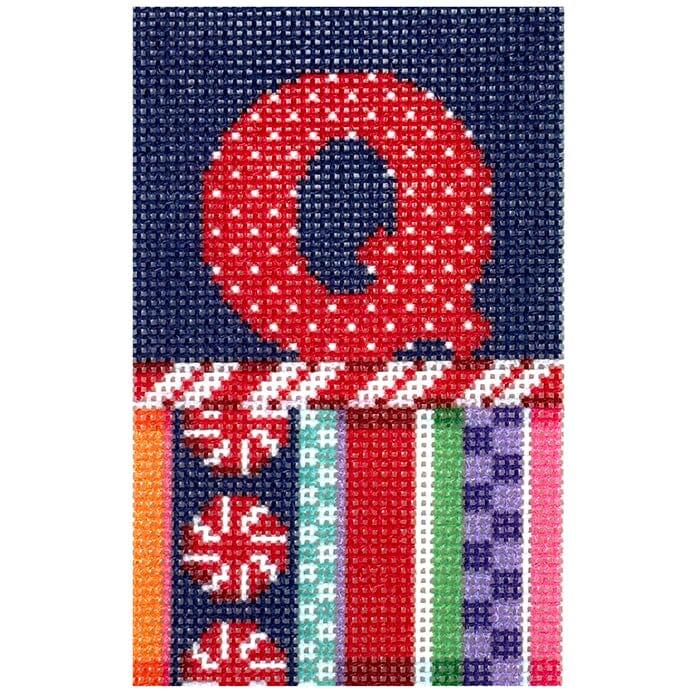 Jolly Stripe Alphabet Letter Printed Canvas Two Sisters Needlepoint Q 