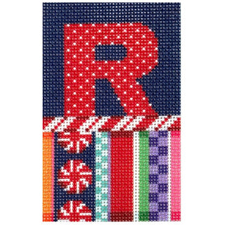 Jolly Stripe Alphabet Letter Printed Canvas Two Sisters Needlepoint R 
