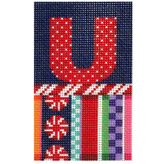 Jolly Stripe Alphabet Letter Printed Canvas Two Sisters Needlepoint U 

