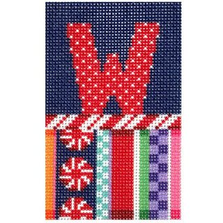 Jolly Stripe Alphabet Letter Printed Canvas Two Sisters Needlepoint W 
