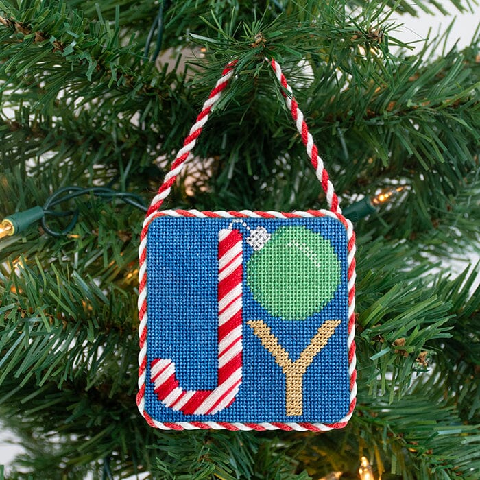 "Joy" Square with Stitch Guide Printed Canvas Two Sisters Needlepoint 
