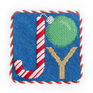 "Joy" Square with Stitch Guide Printed Canvas Two Sisters Needlepoint 

