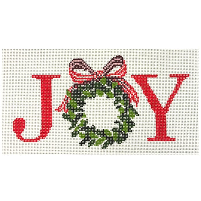 Joy Wreath Pillow Painted Canvas KCN Designers  - 1