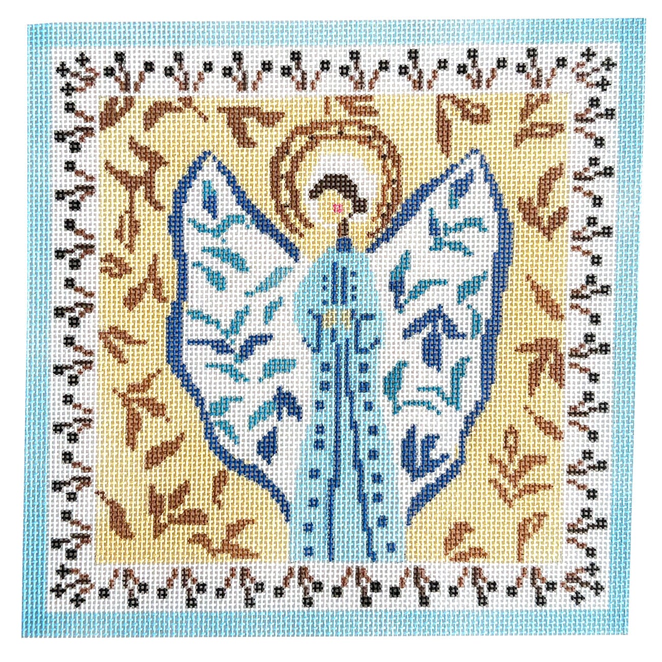 Joyful Angel, Blue & Tan Painted Canvas Camilla Moss  - 1