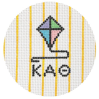 Kappa Alpha Theta 3" Round with Kite Painted Canvas Kangaroo Paw Designs 
