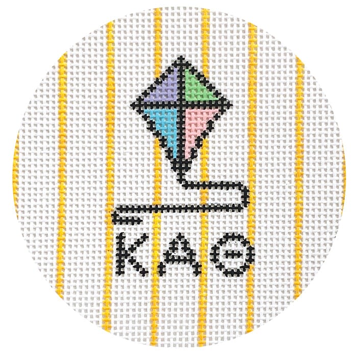 Kappa Alpha Theta 3" Round with Kite Painted Canvas Kangaroo Paw Designs  - 1