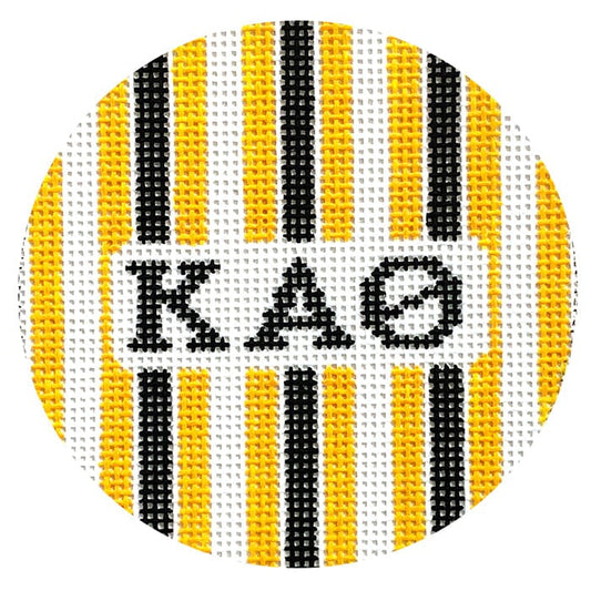 Kappa Alpha Theta 3" Round with Stripes Painted Canvas Kangaroo Paw Designs 