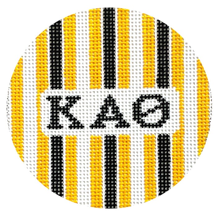 Kappa Alpha Theta 3" Round with Stripes Painted Canvas Kangaroo Paw Designs  - 1