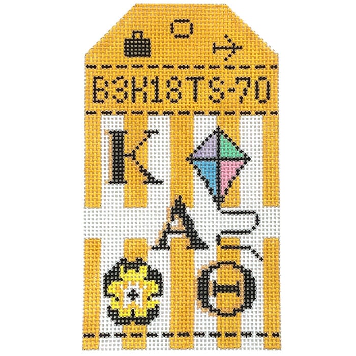 Kappa Alpha Theta Collegiate Retro Travel Tag Painted Canvas Kangaroo Paw Designs  - 1