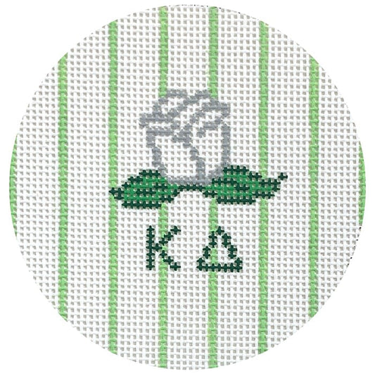 Kappa Delta 3" Round with White Rose Painted Canvas Kangaroo Paw Designs 