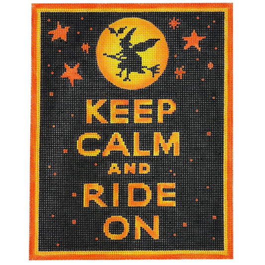 Keep Calm and Ride on (Your Broom) Painted Canvas Kate Dickerson Needlepoint Collections 