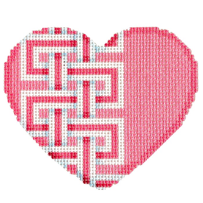 Key Border Medium Heart/Rose Printed Canvas Needlepoint To Go 