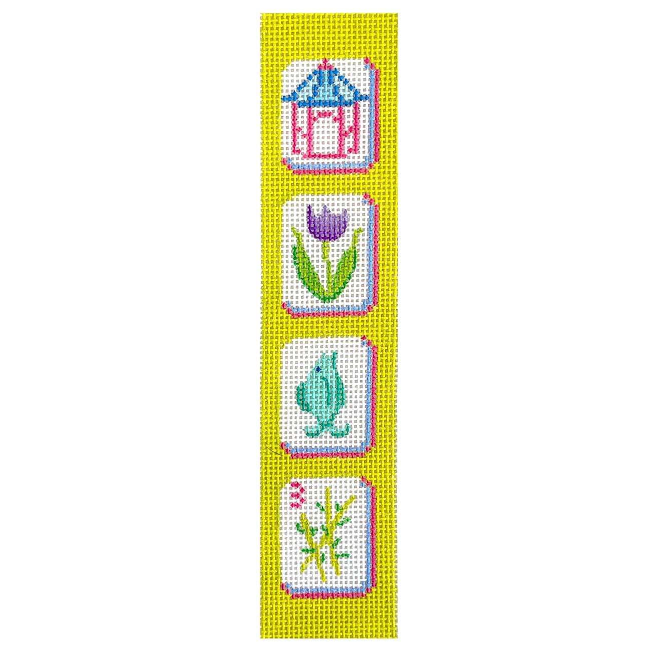 Key Fob   Mahjong Tiles   Chinoiserie Theme Painted Canvas Kate Dickerson Needlepoint Collections  - 1