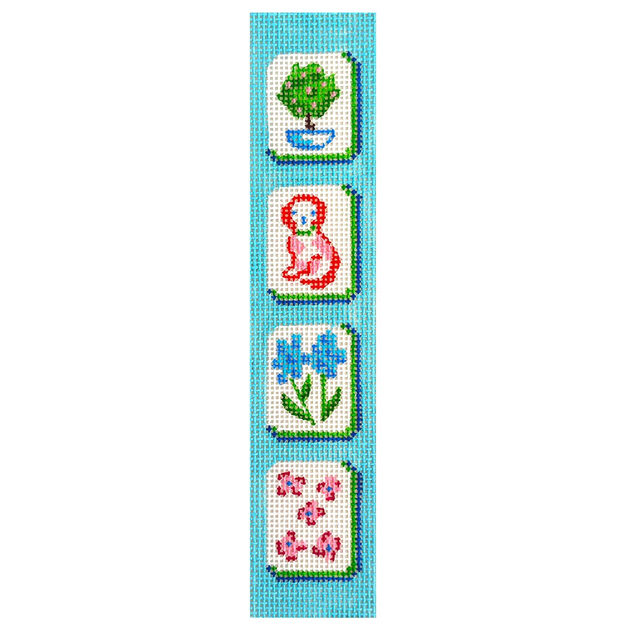 Key Fob   Mahjong Tiles   English Country Garden Painted Canvas Kate Dickerson Needlepoint Collections  - 1