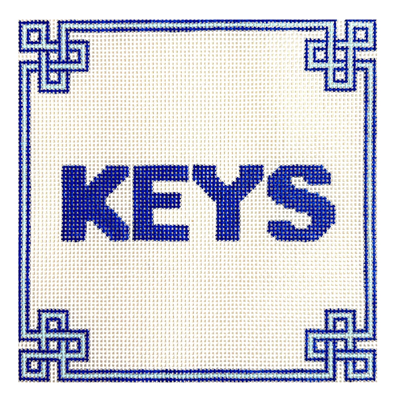 Keys Sign 7x7 Painted Canvas Blue Waters Needlepoint  - 1