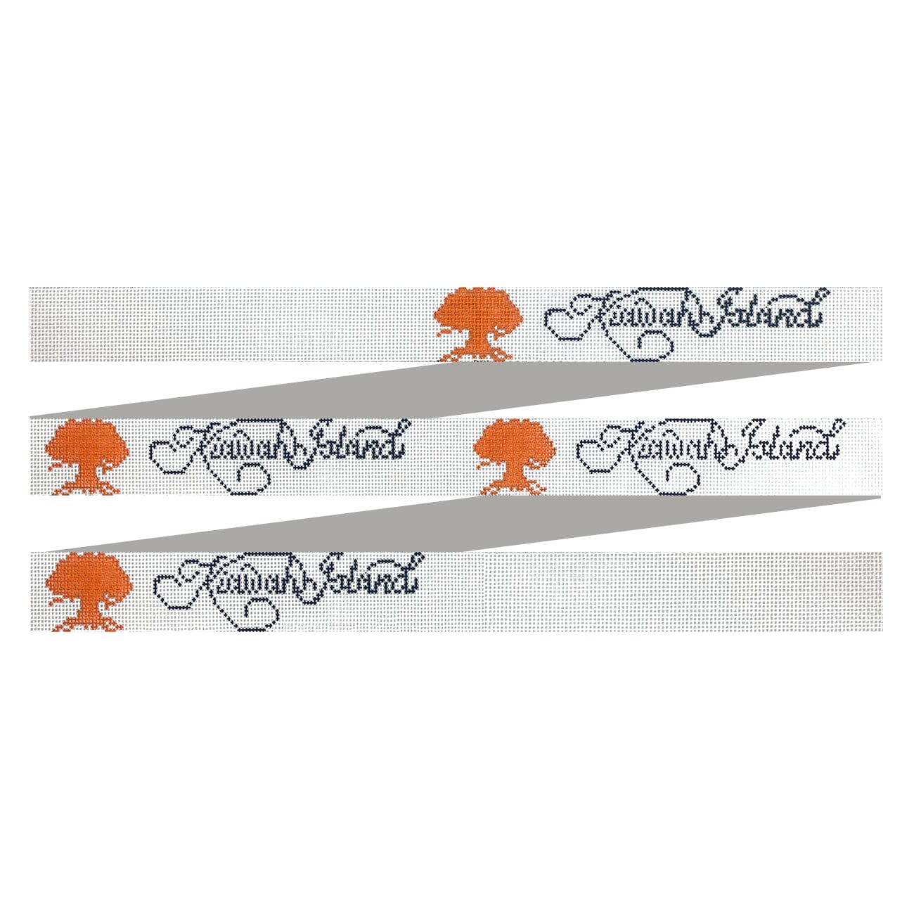 Kiawah Island Belt on White Painted Canvas Elm Tree Needlepoint  - 1