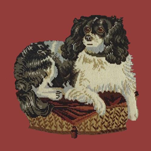 King Charles Spaniel Needlepoint Kit Kits Elizabeth Bradley Design Dark Red 
