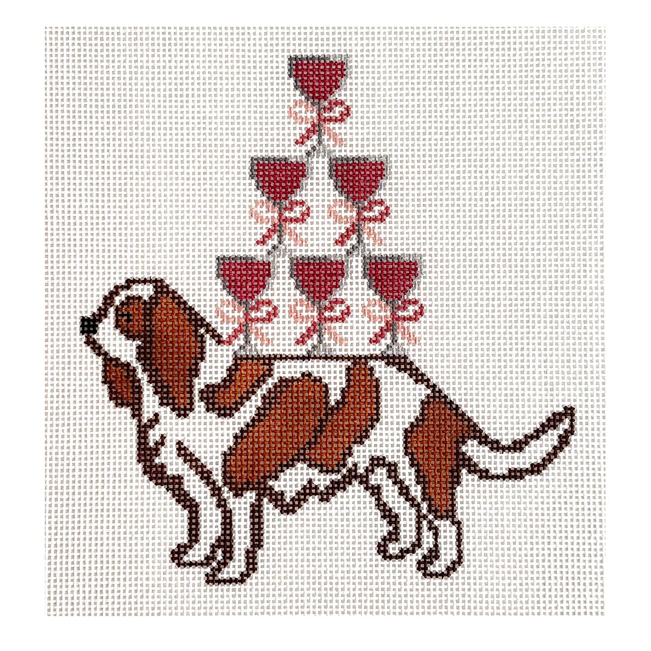 King of Cabernet Painted Canvas Ivy Thread Needlepoint  - 1