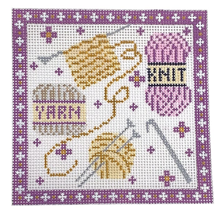 Knitting Square Painted Canvas Danji Designs  - 1