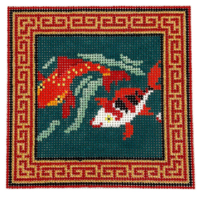 Koi Fish Coaster Painted Canvas Funda Scully 
