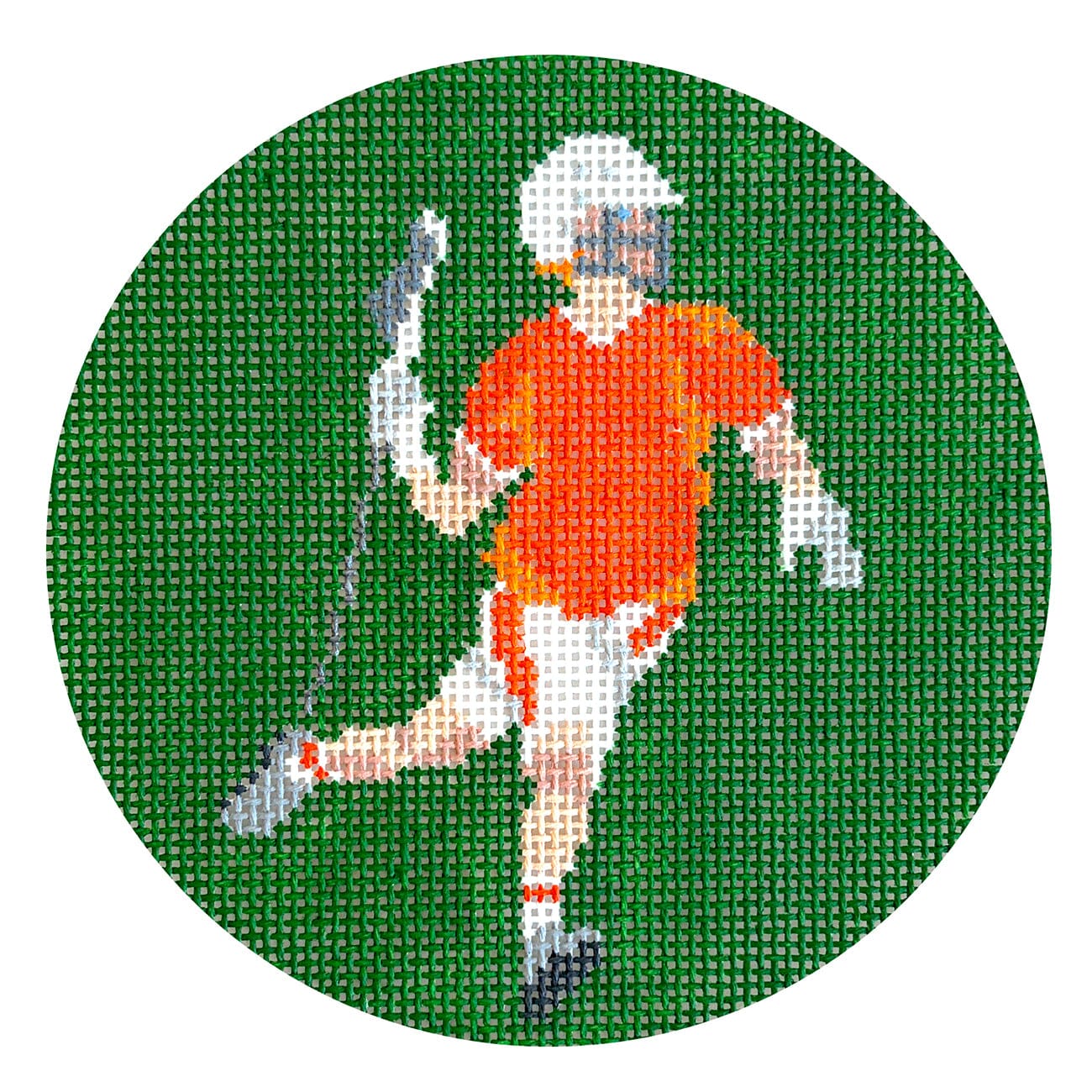 Lacrosse Player Round Painted Canvas PIP & Roo  - 1