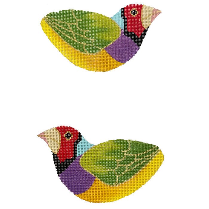Lady Gouldian Finch 2 Sided Clip On Painted Canvas Labors of Love Needlepoint  - 1