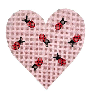 Lady Love Bug Heart Painted Canvas Goodpoint Needlepoint 
