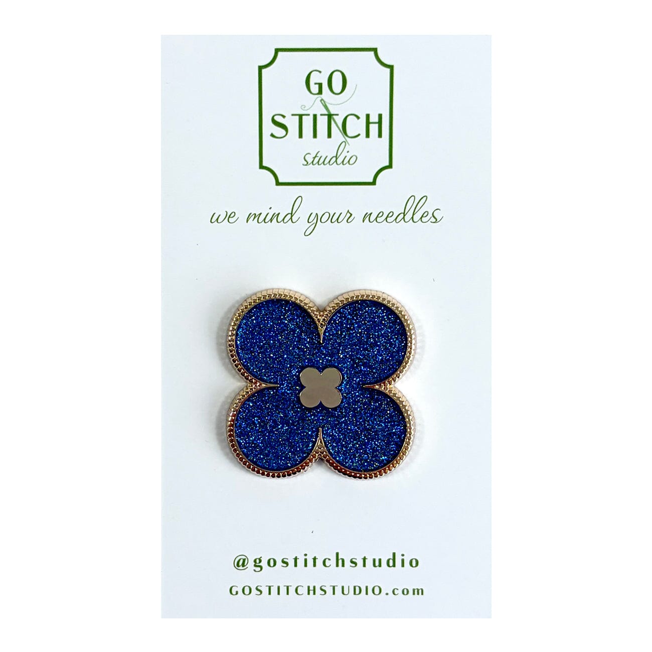 Lapis Lazuli Glitter Clover Needle Minder Accessories Go Stitch Studio  - 1