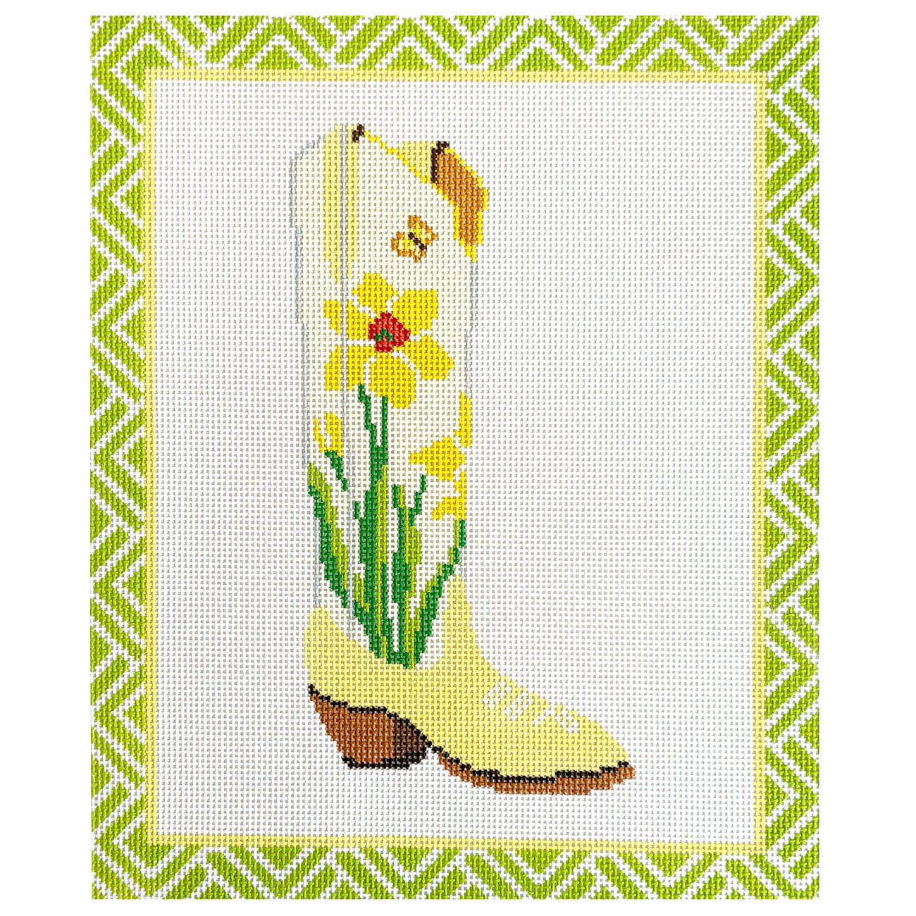 Large Daffodil Paloma Boot Painted Canvas Initial K Studio  - 1