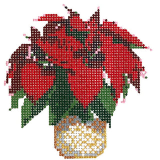 Large Red Poinsettia Painted Canvas Fire and Iris 
