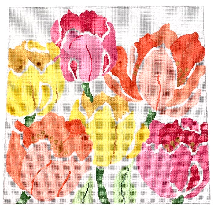 Large Spring Tulips Painted Canvas Jean Smith 