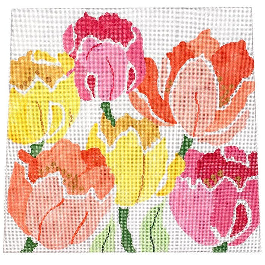 Large Spring Tulips Painted Canvas Jean Smith 