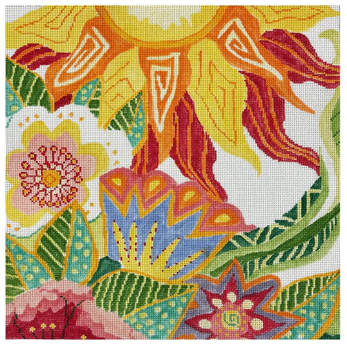 Large Tropical Garden Painted Canvas Jean Smith 