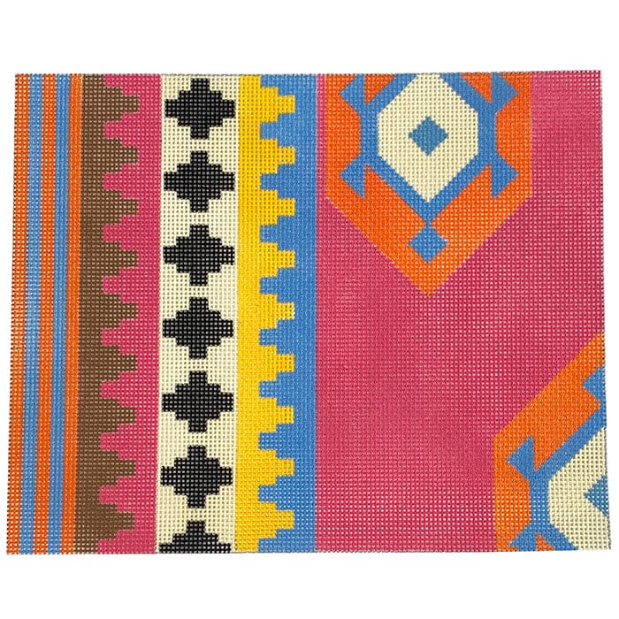 Large Turkish Kilim Clutch Painted Canvas Stitch Rock Designs  - 1