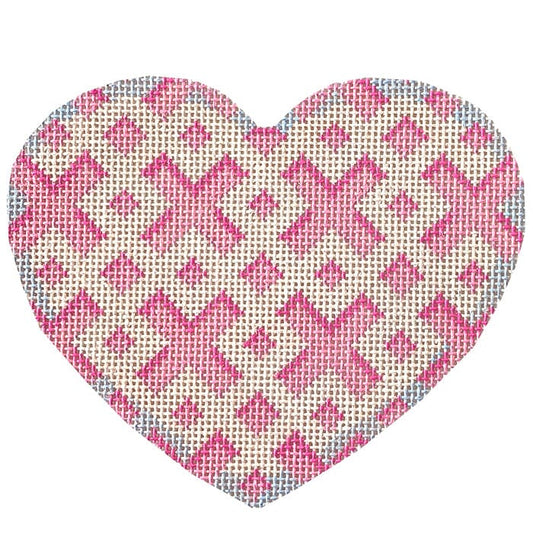 Lattice Heart/Large Printed Canvas Two Sisters Needlepoint 